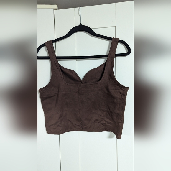 Abercrombie ponte corset sweetheart crop top brown sz large - Picture 3 of 3